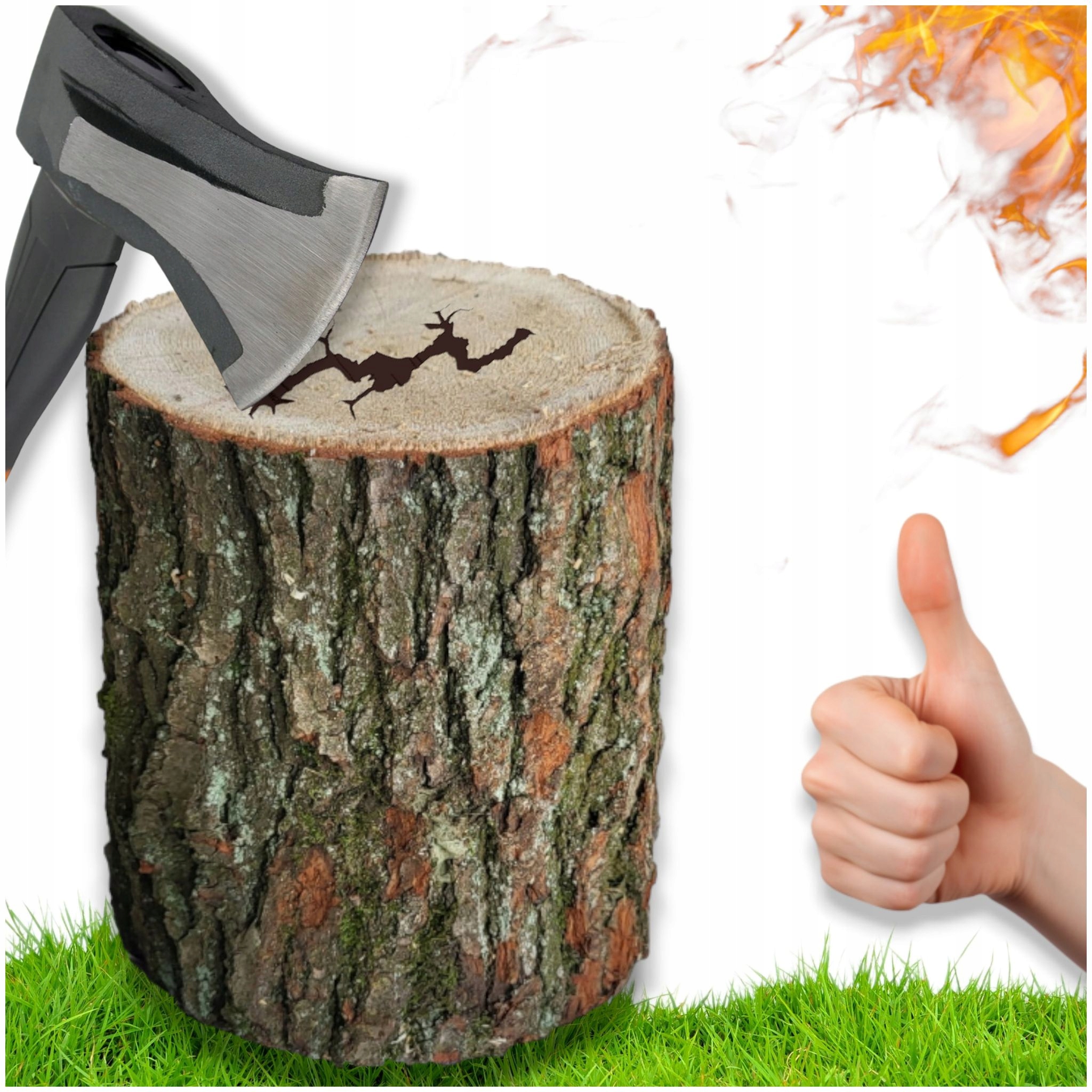 Bukový Kmen 50 cm x 21 cm Klocek Pěna Na Štípání Dřeva Pniak Velký