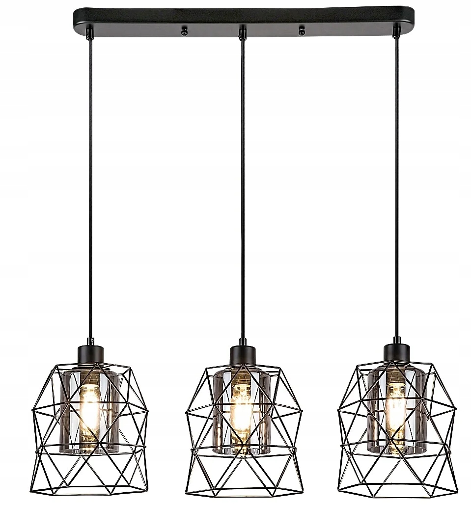 Závěsná industriální drátěná lampa E27 3x40W, barva černá matná Rabalux