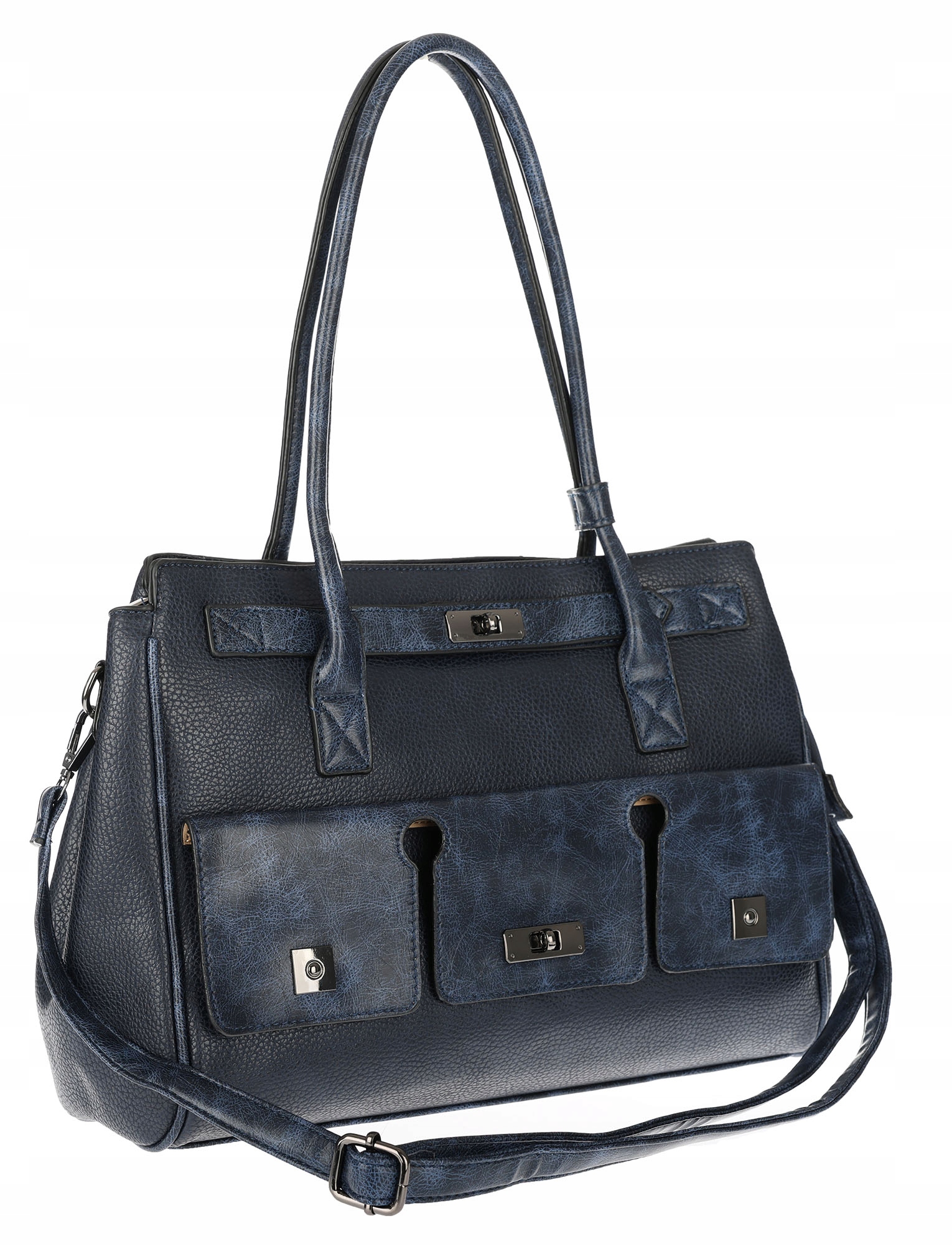 Dámská shopper kabelka A4 elegantní do práce, italská značka MC434, modrá