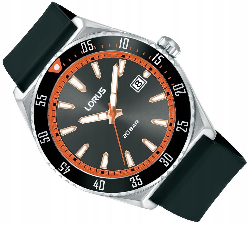 Černé Pánské Vodotěsné 200 M Sportovní Hodinky Lorus Diver RS959DX9