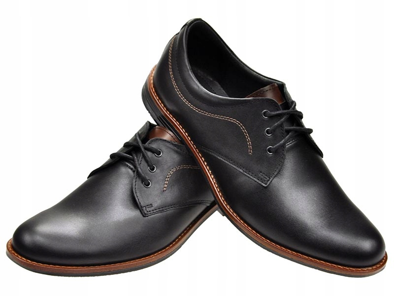 MĘSKIE POLSKIE PÓŁBUTY SKÓRZANE 313 CZARNY 41