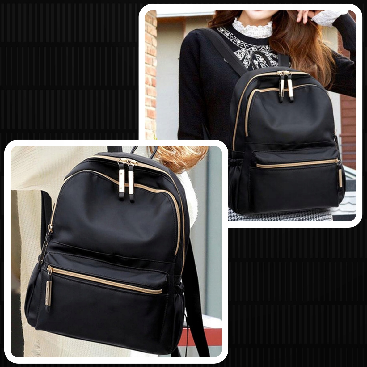 PLECAK DAMSKI MIEJSKI CZARNY POJEMNY SZKOLNY DUŻY SZKOLNY NA ZAKUPY DO PRAC Materiał dominujący skóra ekologiczna