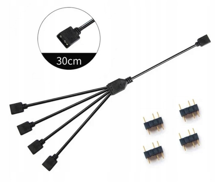 Rozdzielacz aRGB 1x4 3pin na 4 wentylatory Rozgałęziacz Komputer Splitter