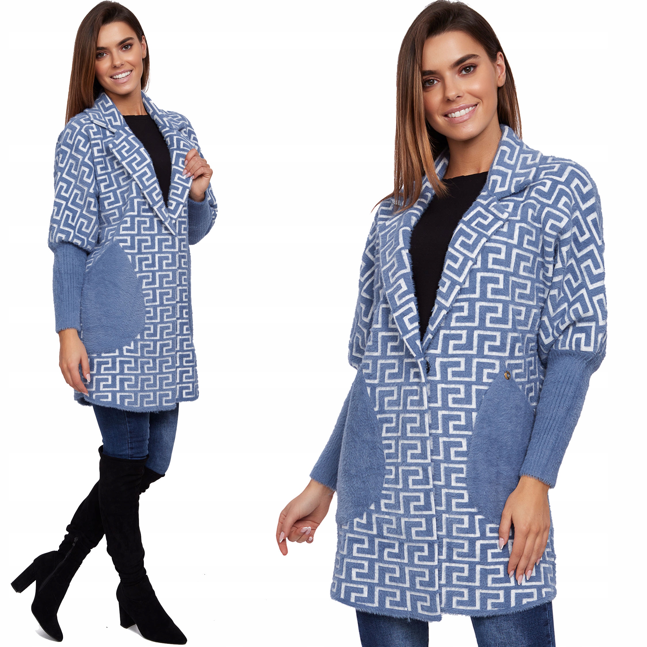 

831__PŁASZCZ Z Alpaki Narzutka oversize