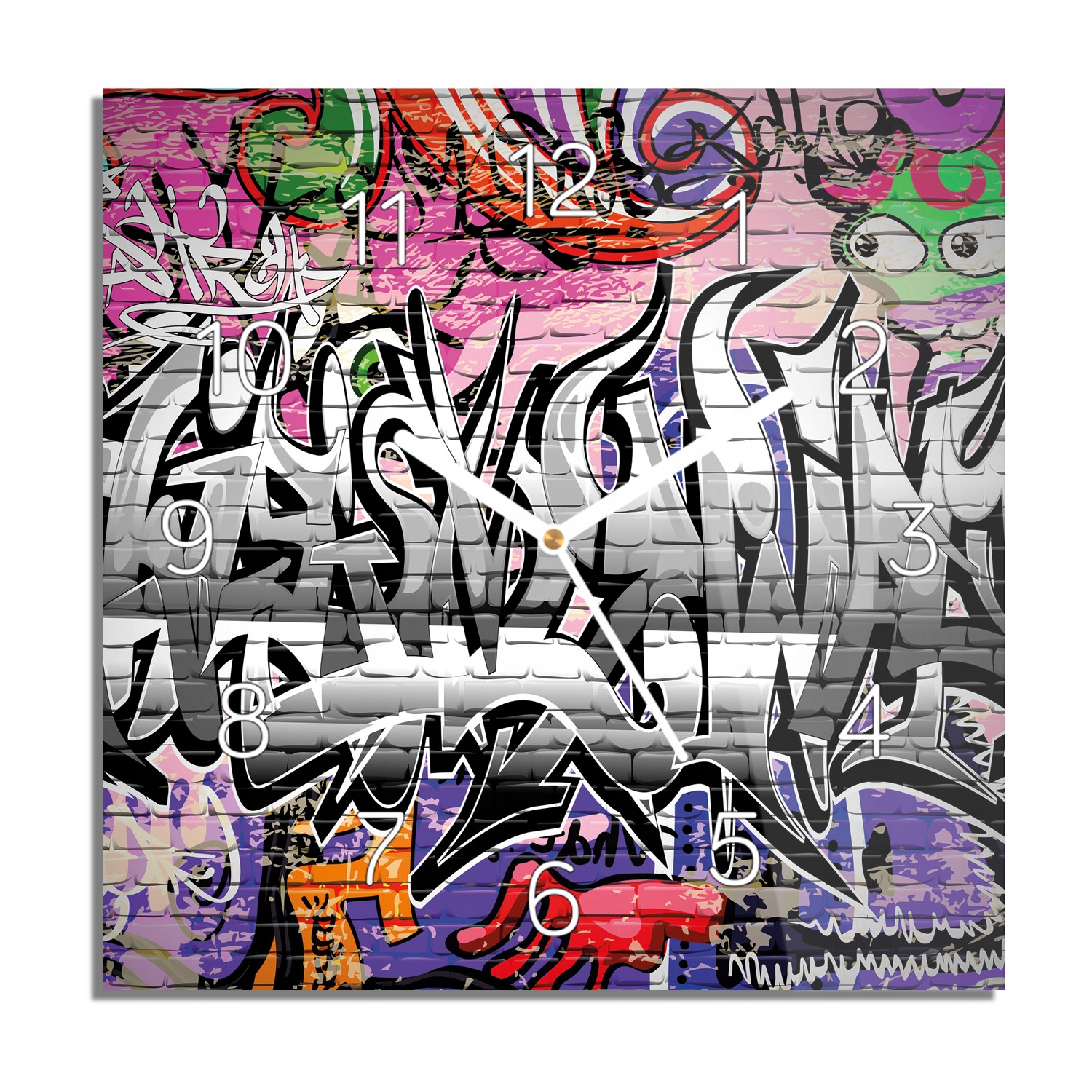 

Napis graffiti zegar szklany ścienny 30x30 z foto
