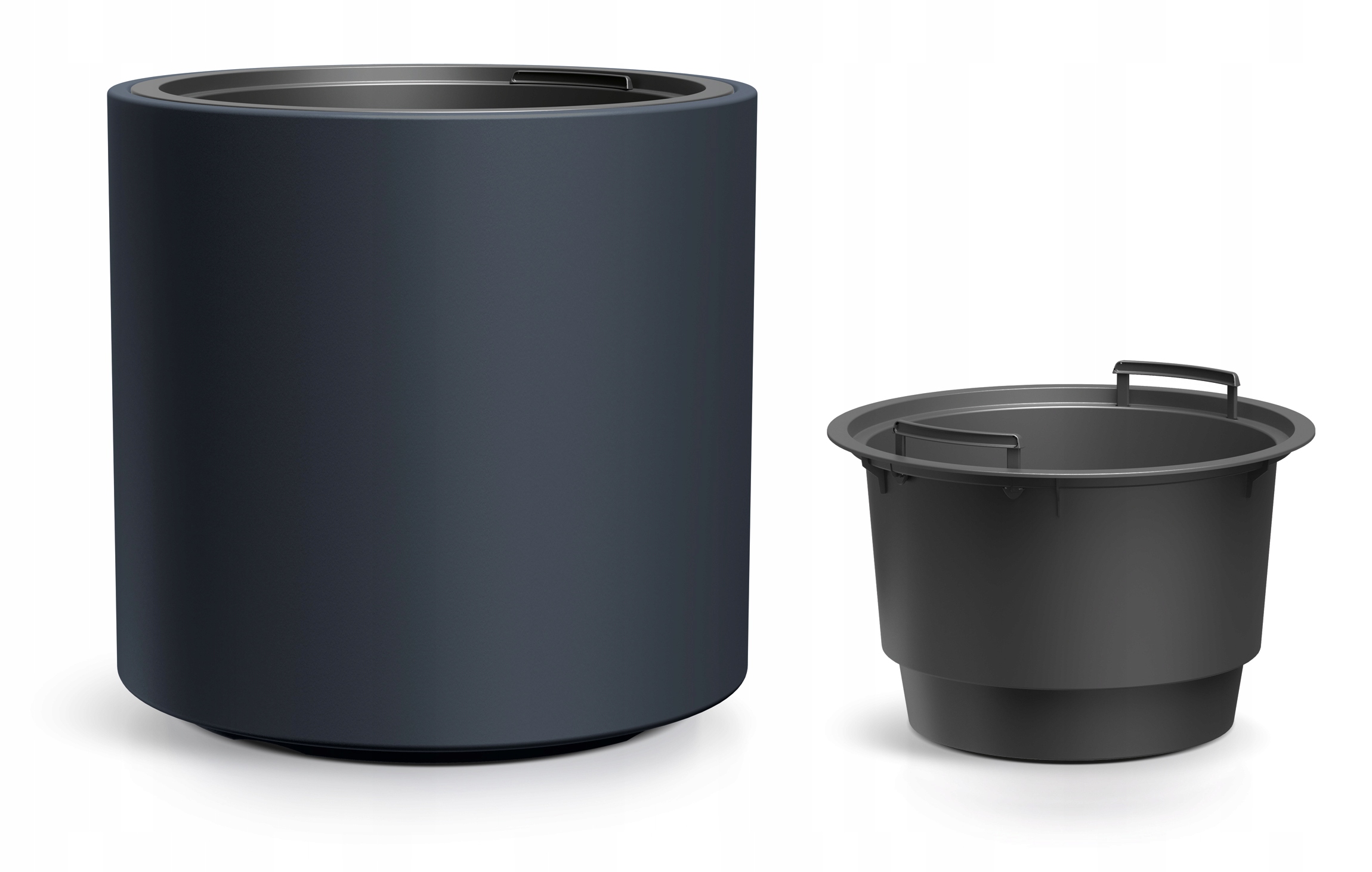 Donica okrągła 47 cm antracyt mat z wkładem do ogrodu na balkon taras