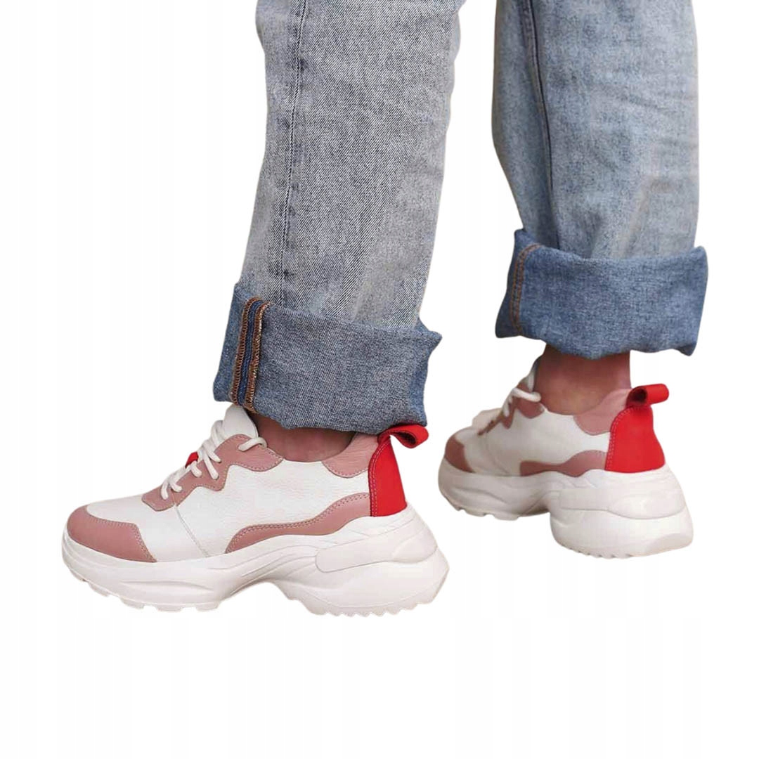 Damskie Beżowe Sneakersy skóra naturalna Pl 37