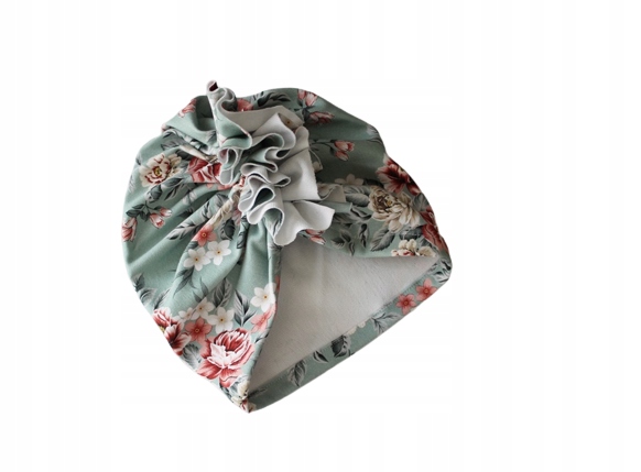 

Czapka turban kwiaty na mięcie 44-46