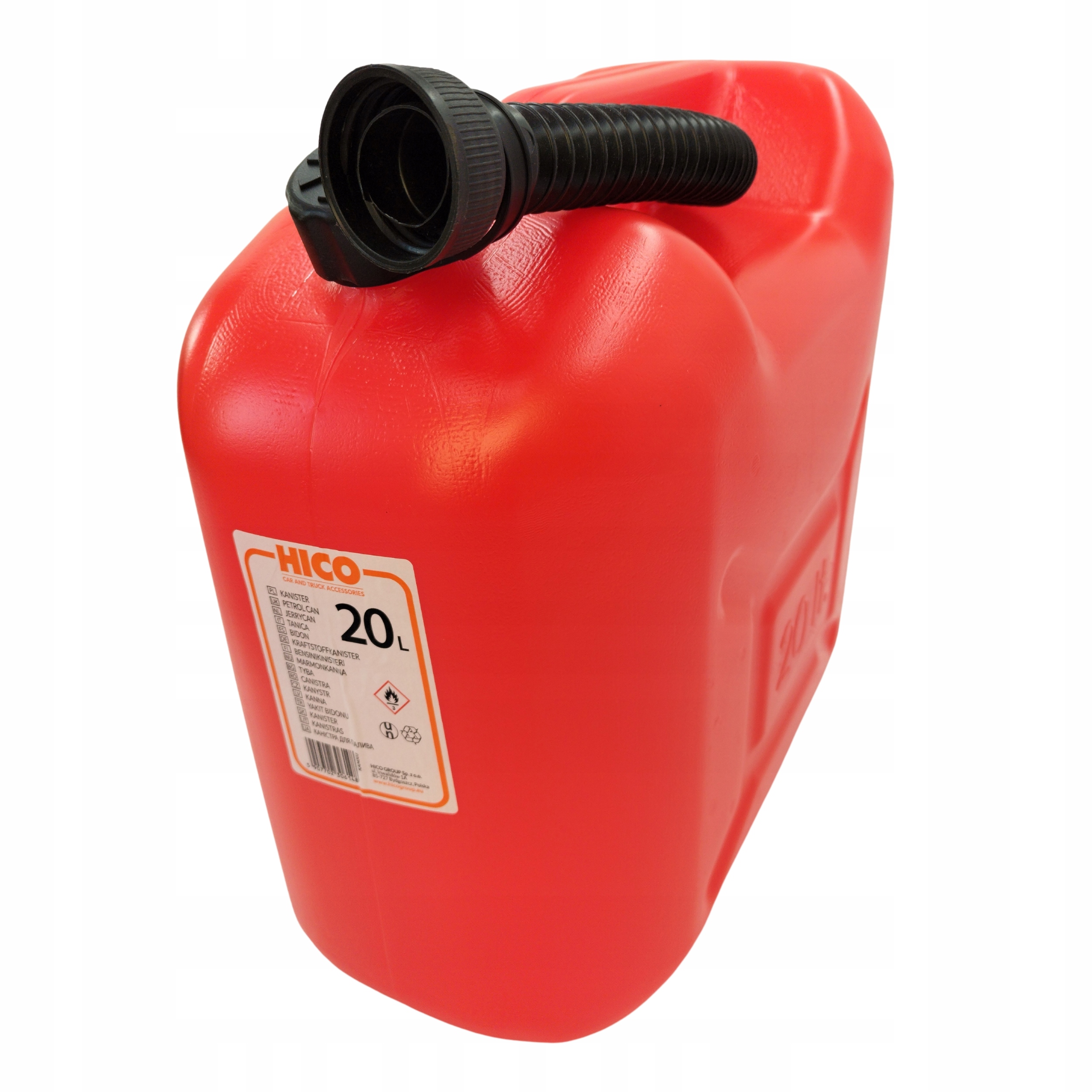 

Kanister 20l Hico plastikowy Atest lejek czerwony