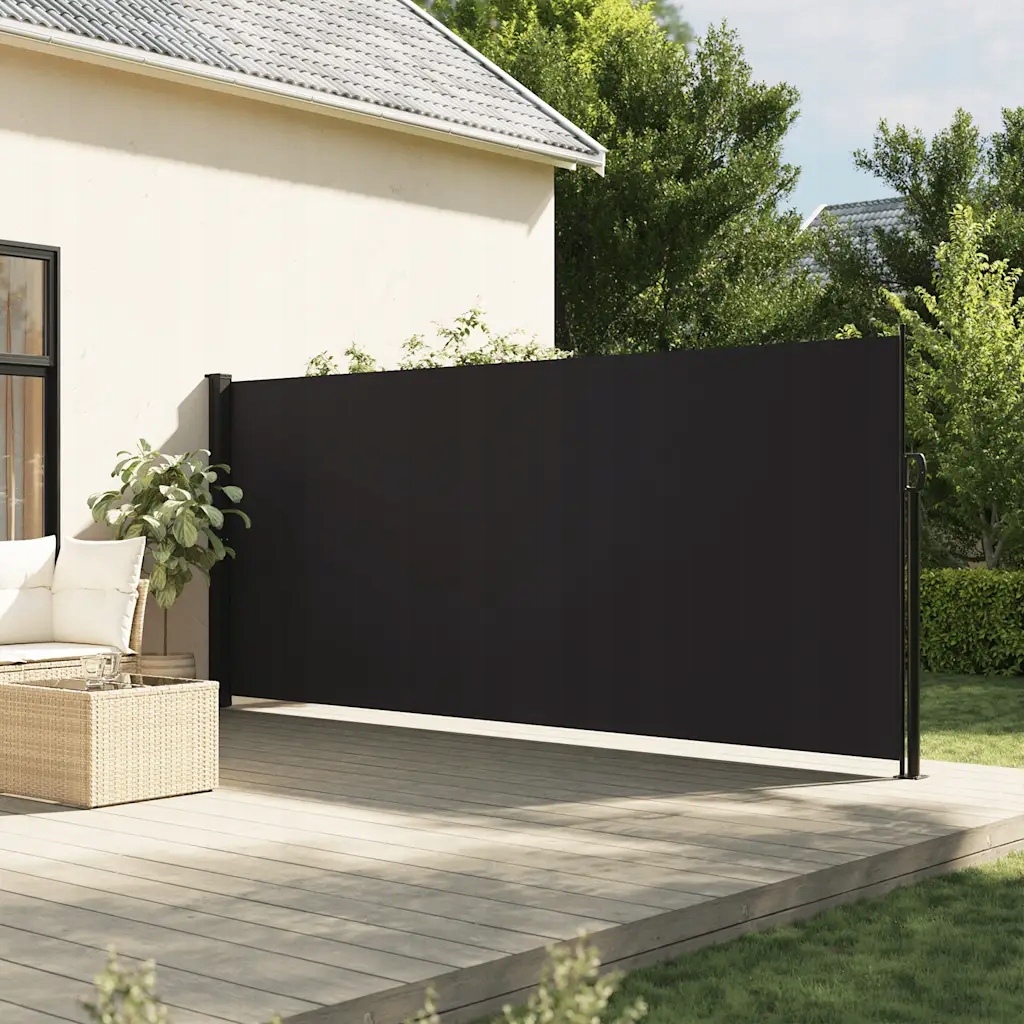 vidaXL Zatahovací boční markýza černá 180 x 300 cm