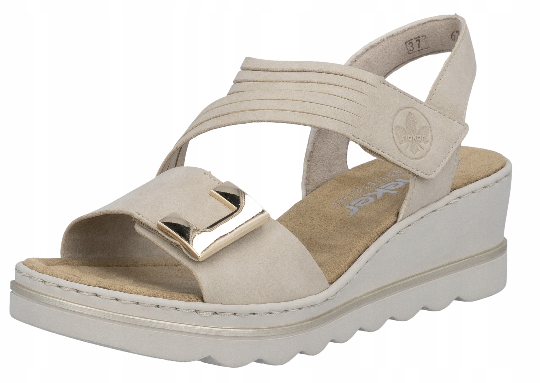 Rieker 67410-62 r.37 beżowe sandały na koturnie