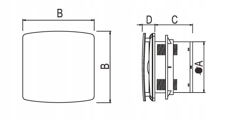 EBERG AXI 100 Вентилятор для ванної кімнати Чорний таймер з датчиком вологості Діаметр 100 мм
