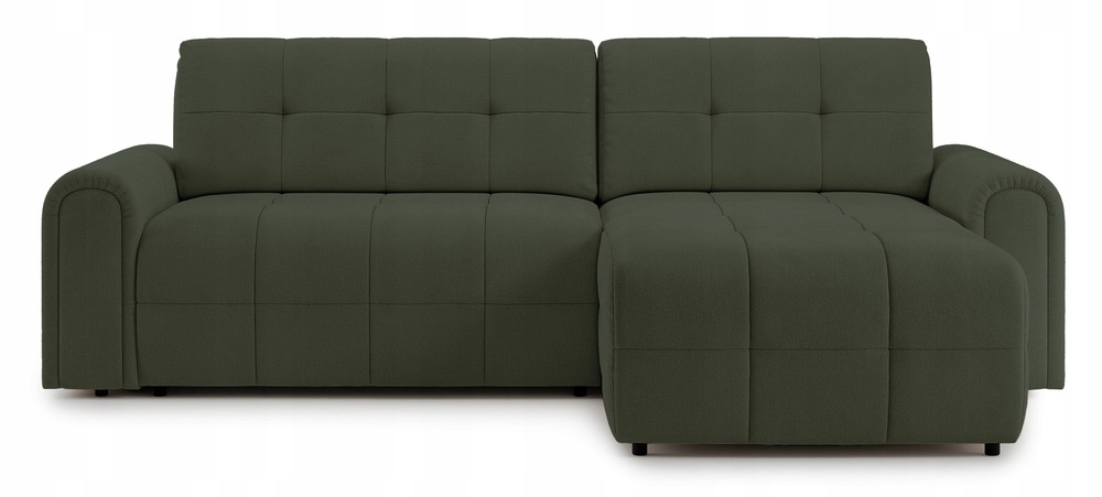 Rohová Sedací Souprava s funkcí spaní Simolla s nádobou, olivová, šenilová, pravá