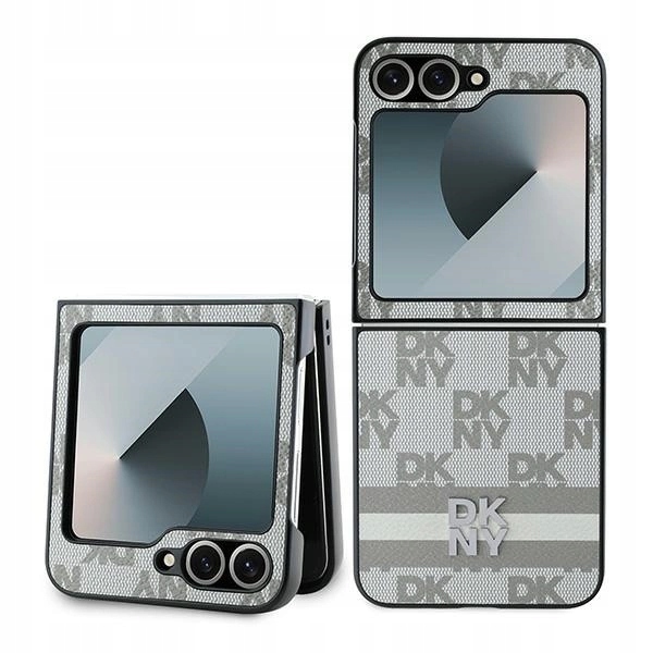 Pouzdro Dkny Chequered Pattern Printed Stripes pro Samsung Galxy Z Flip 6 béžové
