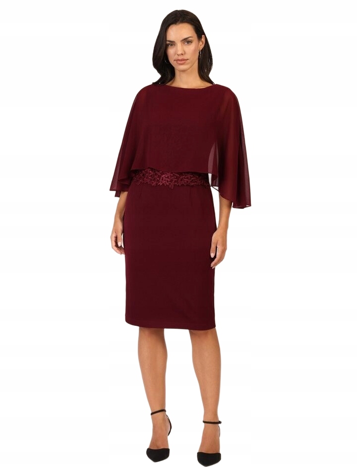 Apart Bordó Rozkládací Šaty S Splývavým Rukávem 46 6EA