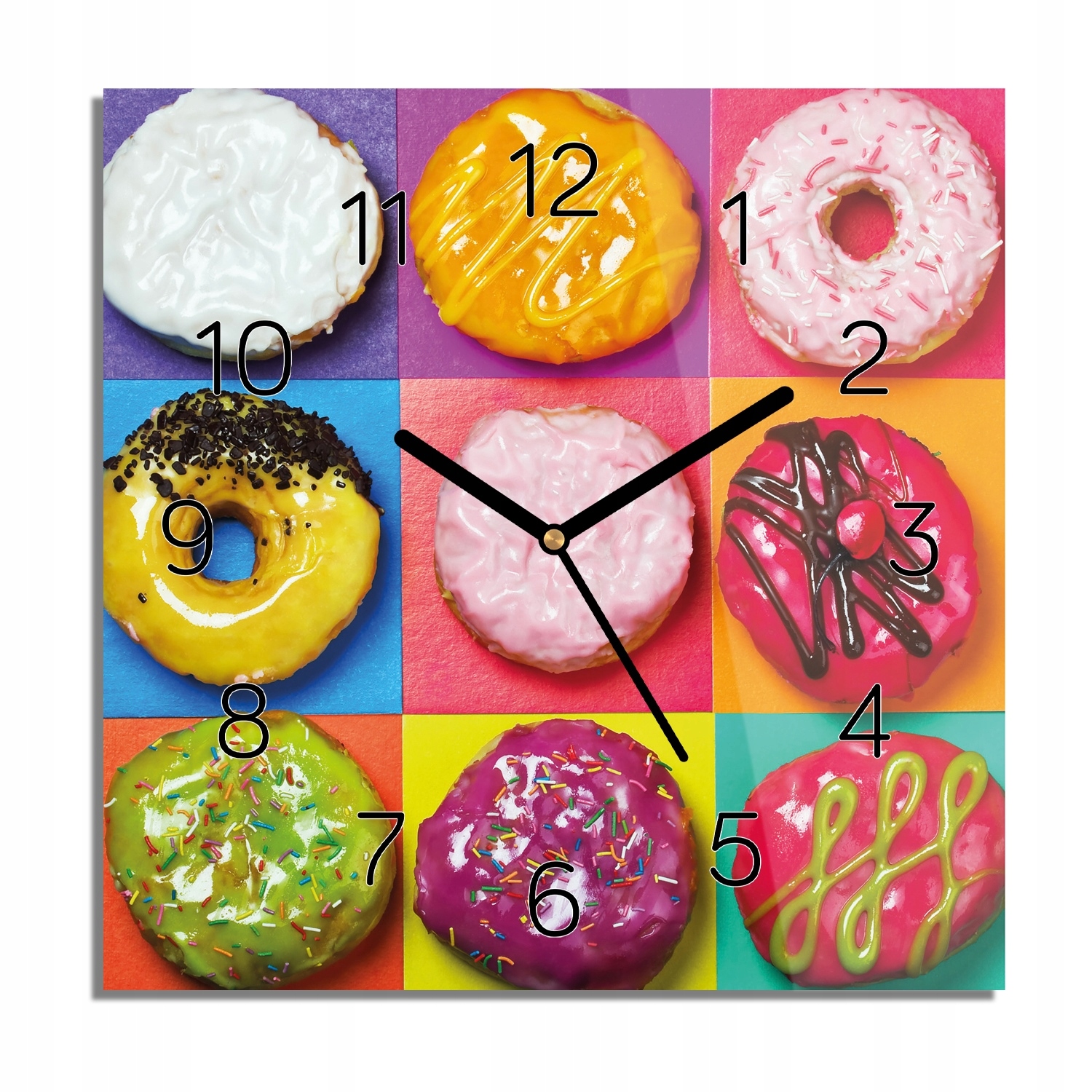 

Donuty polewa zegar szklany z foto 30x30 cichy