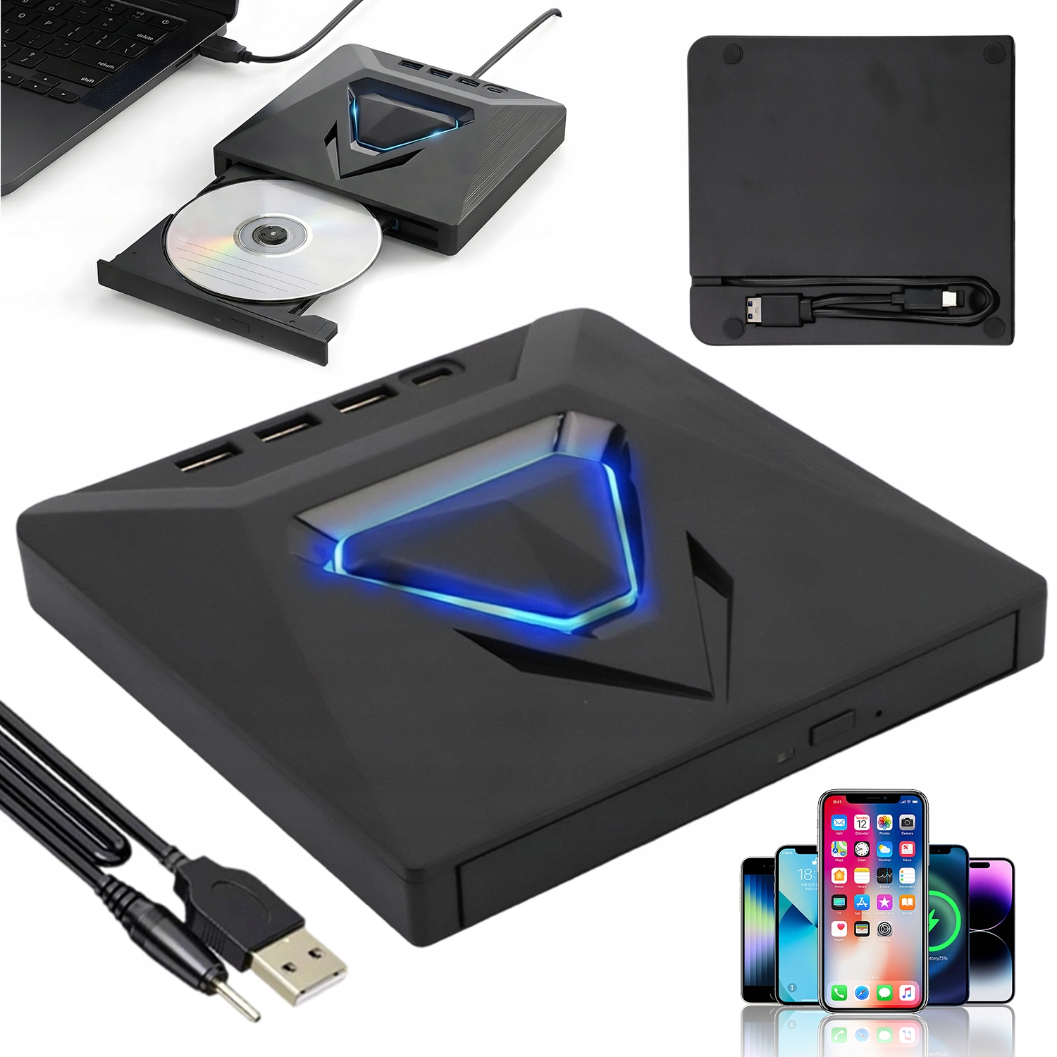 Přenosný CD DVD Rekordér S Usb Tf Sd Pro Notebook Pc