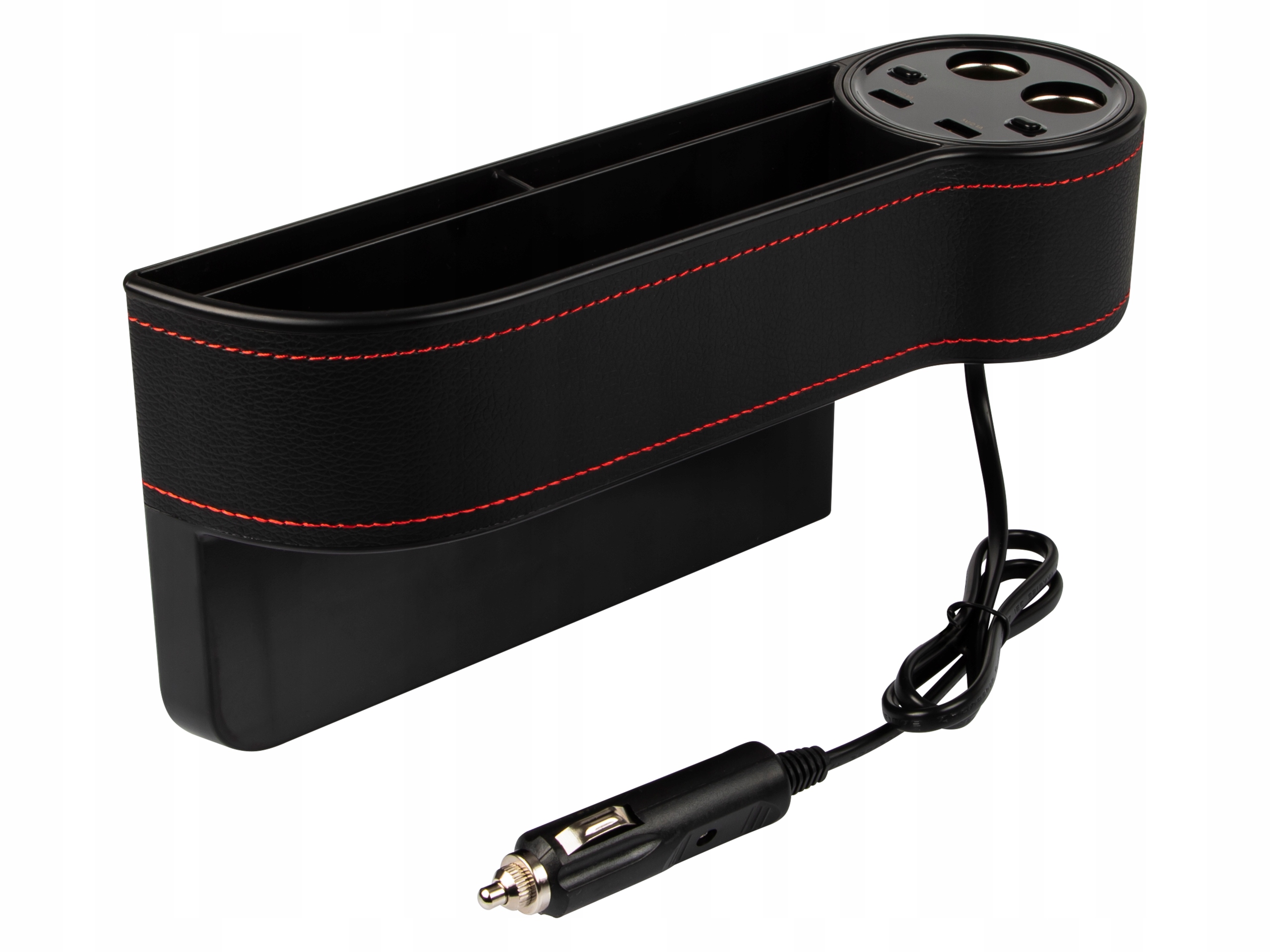 UCHWYT SCHOWEK ORGANIZER SAMOCHODOWY DO AUTA 2xUSB 2xZAPALNICZKA KUBEK LCD Producent części Blow