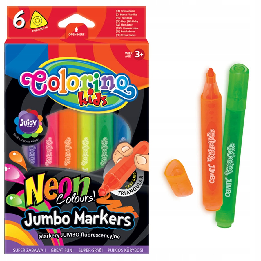 NEONOWE FLAMASTRY PISAKI COLORINO JUMBO SZKOLNE