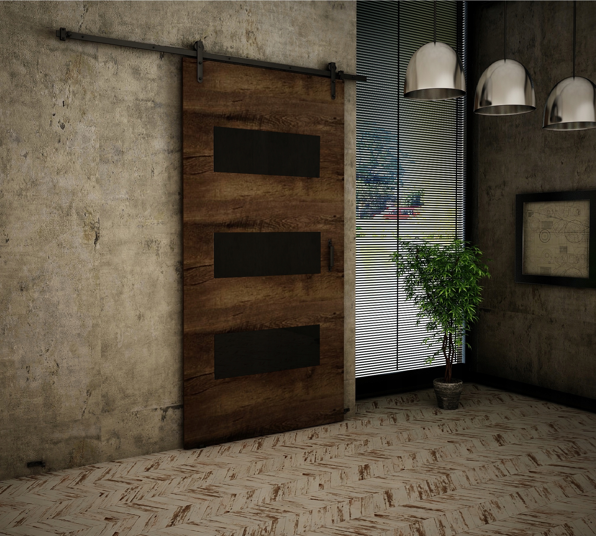 Drzwi przesuwne LOFT 90 L-2 WZORY Typ Pełne