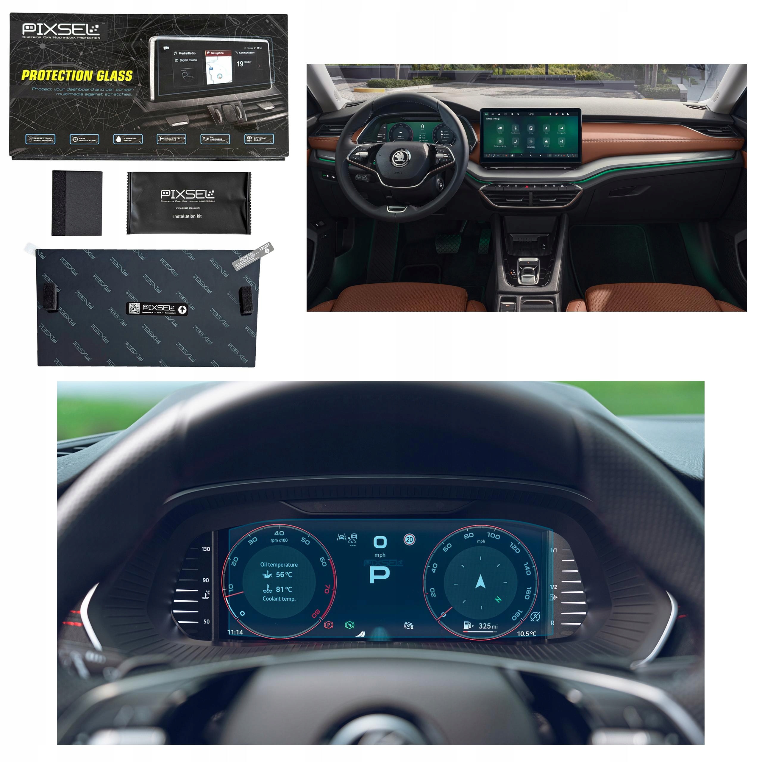 Antyodciskowe Matowe Szkło Ochronne Skoda OCTAVIA-9.9“ 2024-