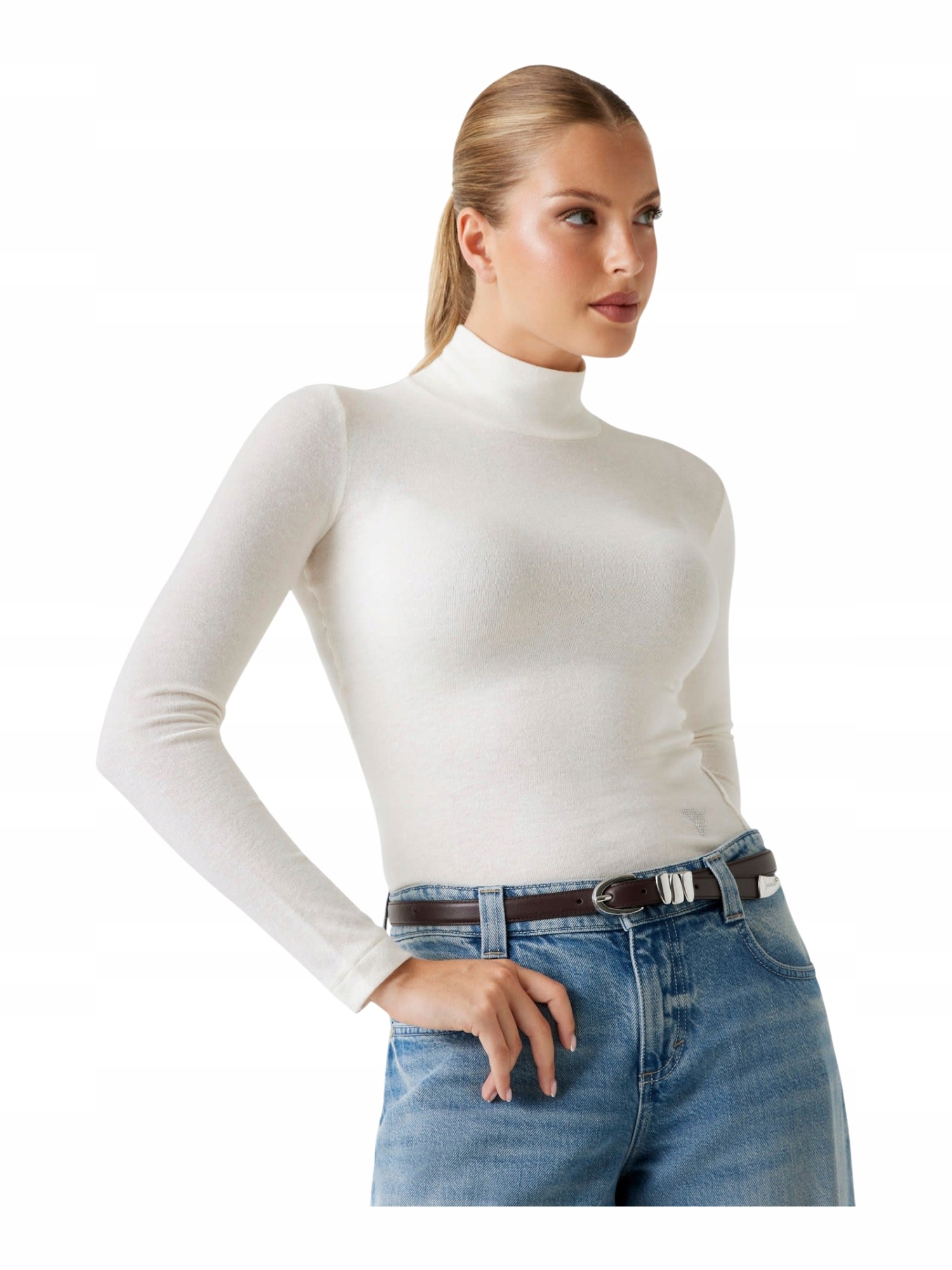 Guess Dámský Golfový Svetr Ls Licia Turtle Neck Ecru vel. L