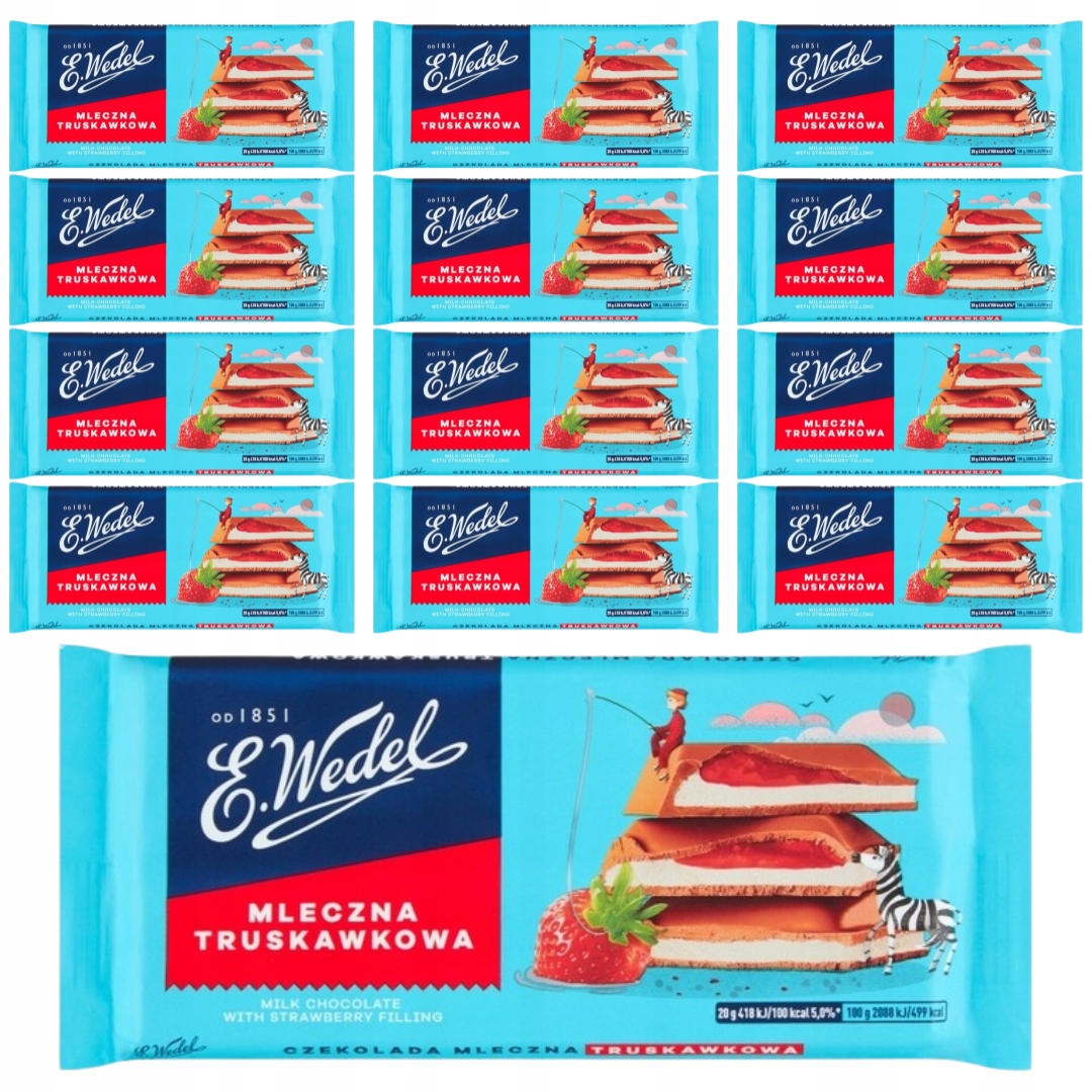 Levně E. Wedel Jahodová mléčná Čokoláda 100 g x 12 kusů