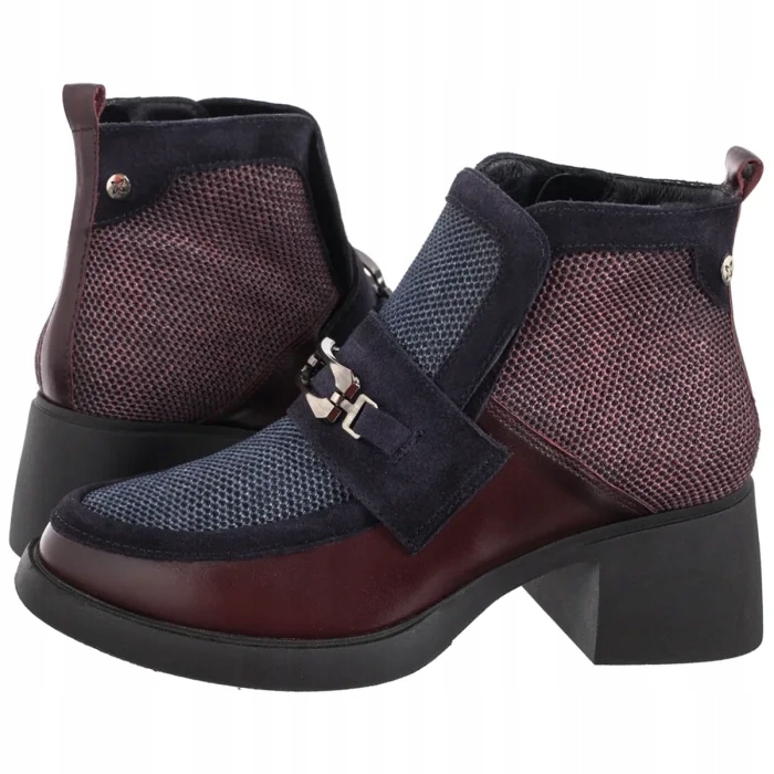 Boty Kotníkové Boty Kožené Dámské Maciejka Bordové/Granátové 06747-23
