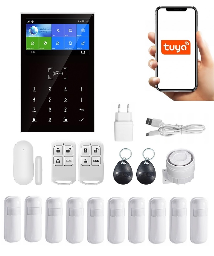 Alarmový Systém LCD Displej 4.3" Gsm WiFi Tuya Smart V Poľštine 10xPIR