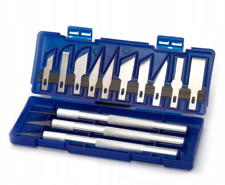 Sada 3 kovových modelářských nůžek+13 čepelí