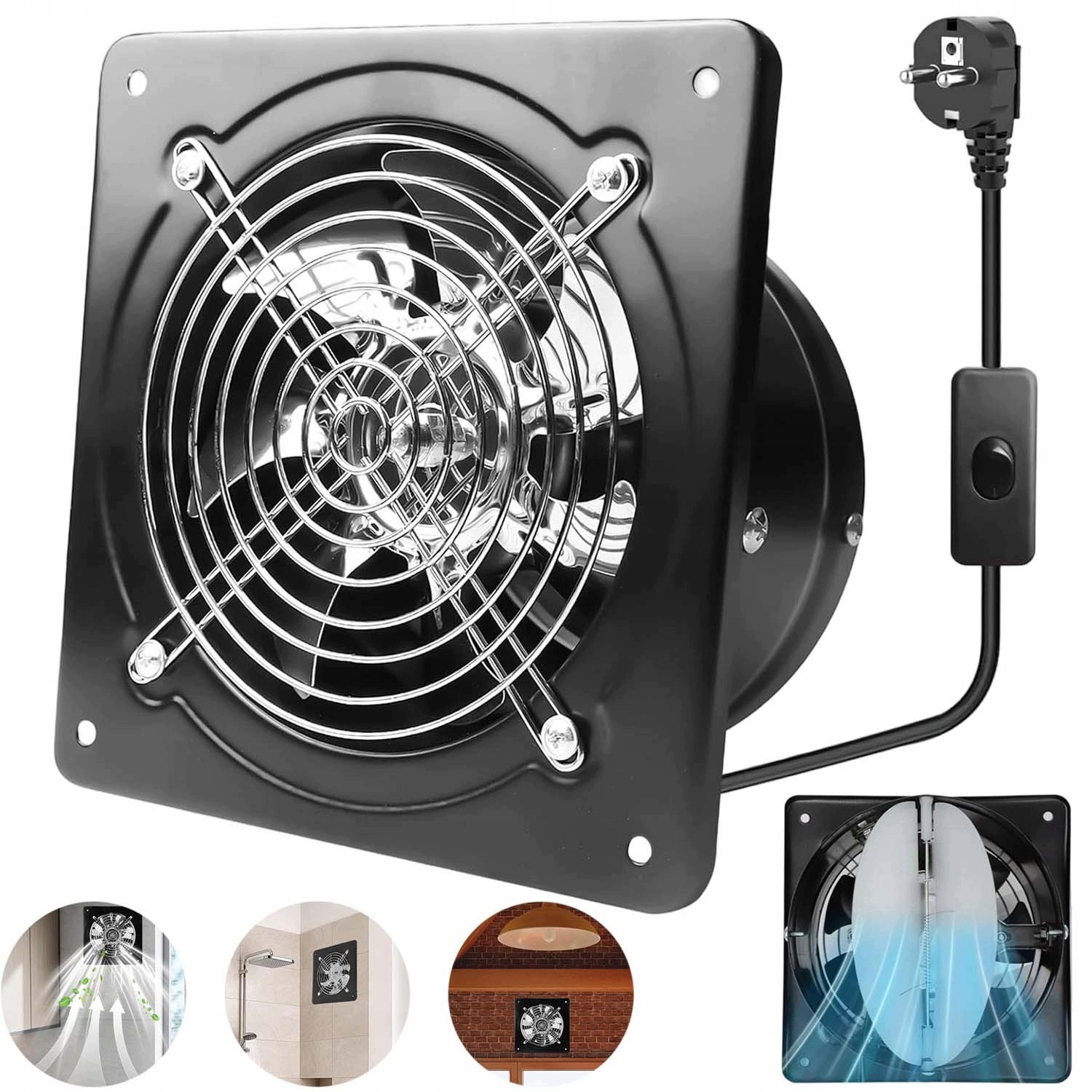 Výkonný Odsávací Ventilátor 150 MM 525 M³/h Do Kuchyně Koupelny V Garáži