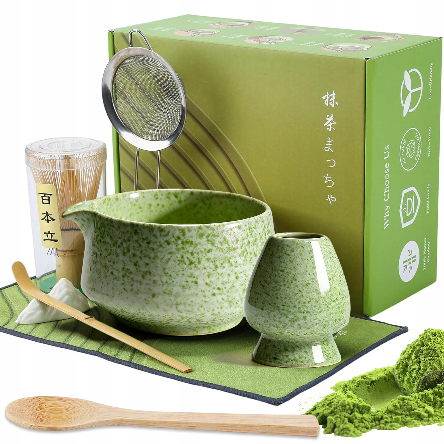 Levně Sada Matcha 8 Prvků Tradiční Z Bambusu Přírodní Dřevo Metla