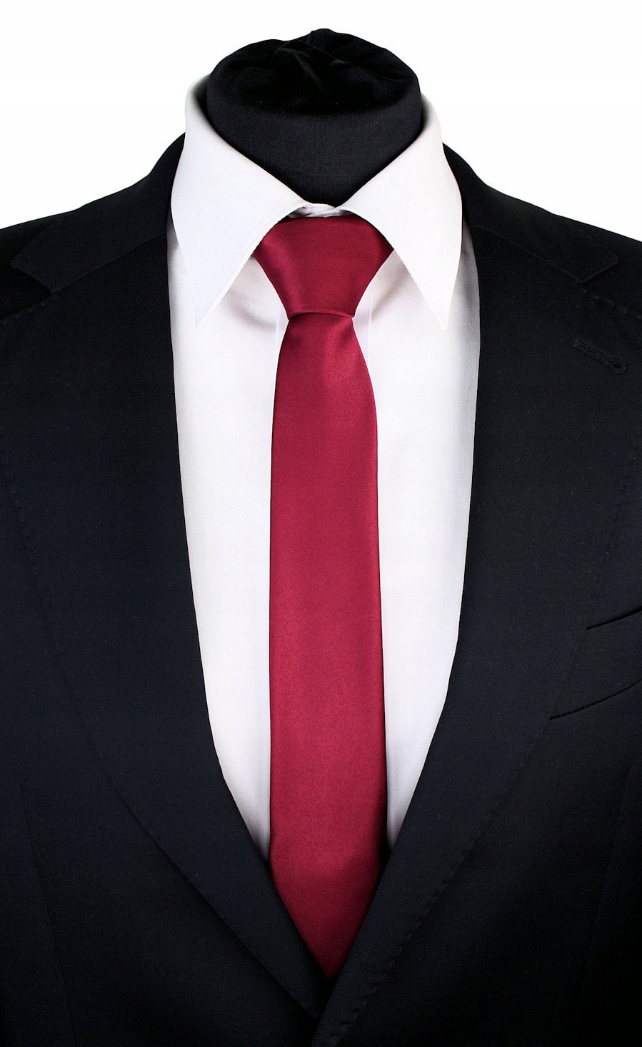 KRAWAT MĘSKI WĄSKI SLIM ŚLEDŹ 5 cm JASNY BORDOWY