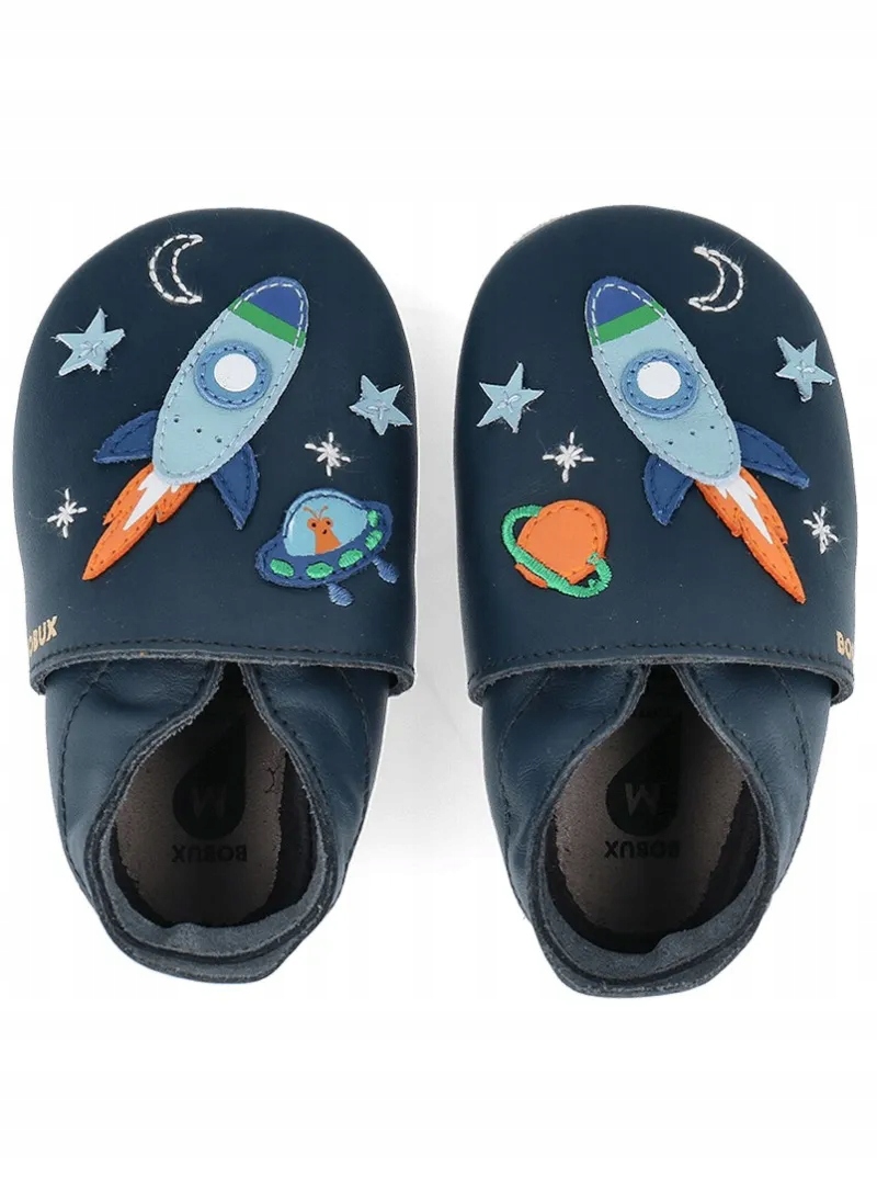 Skórzane Kapcie Bobux Soft Sole Cosmic Rocket Navy L