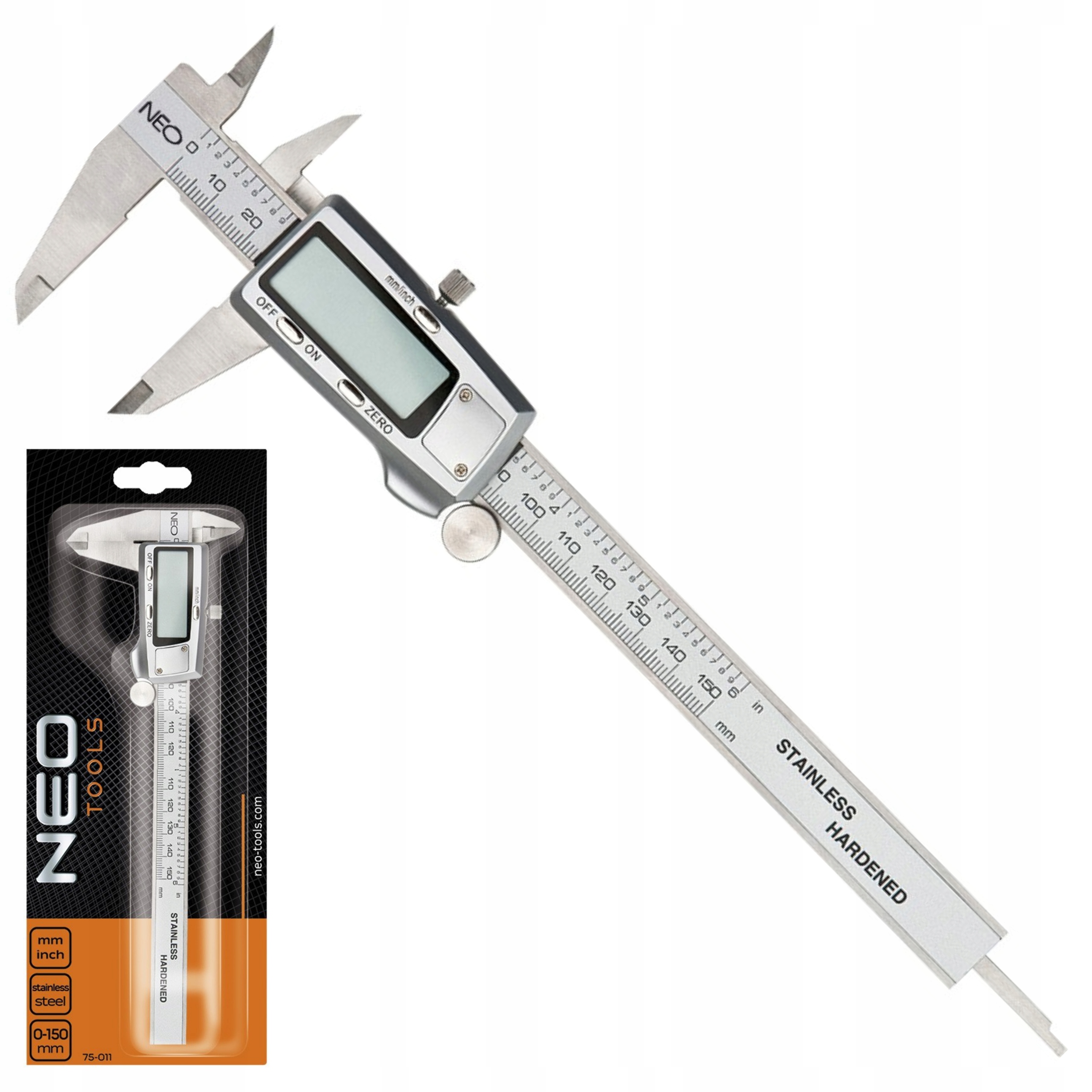 Neo Digitální Elektronické Posuvné Měřítko 150 MM Z Nerezové Oceli 75-011