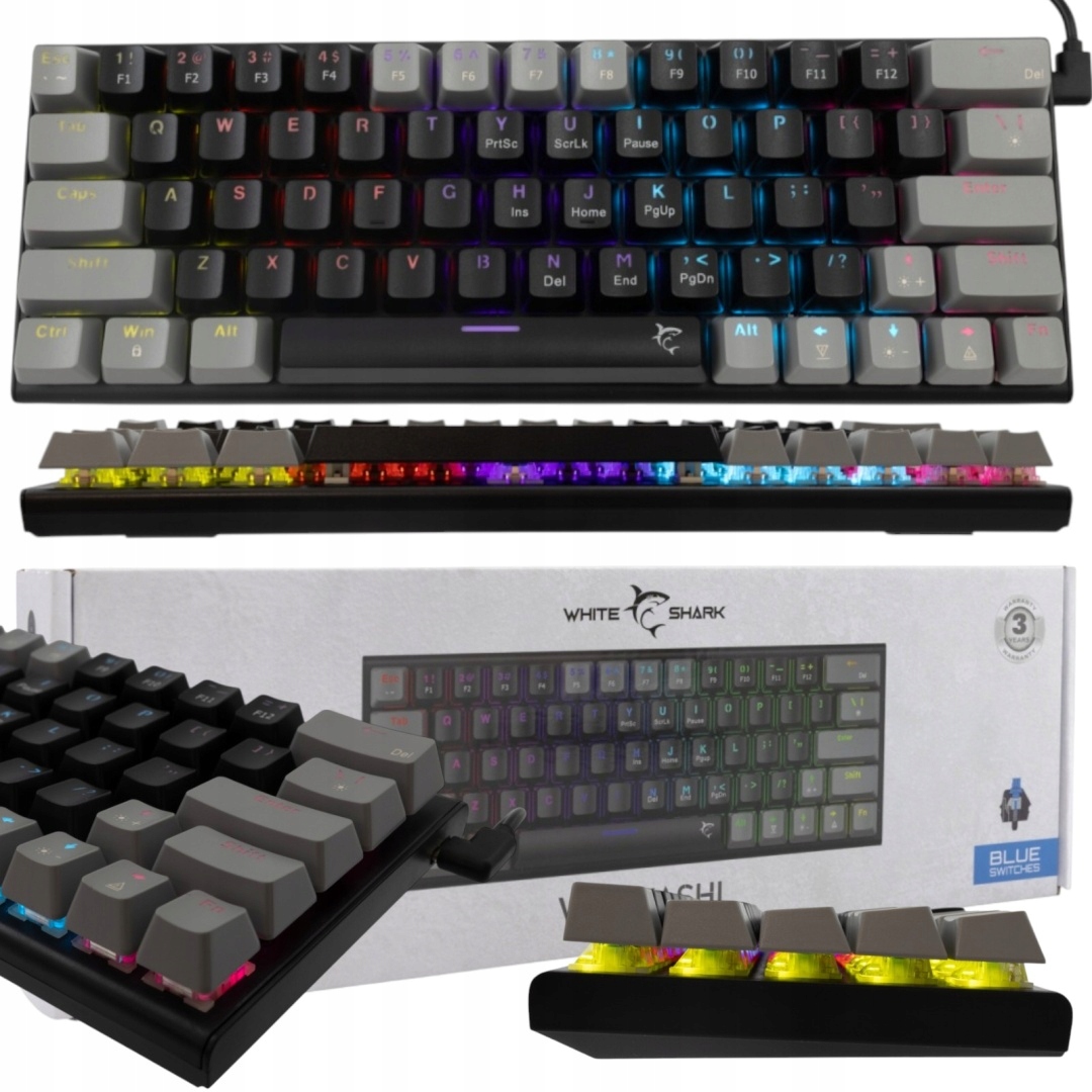 KLAWIATURA MECHANICZNA Blue Switch 60% GAMINOGWA podświetlana RGB LED MAŁA