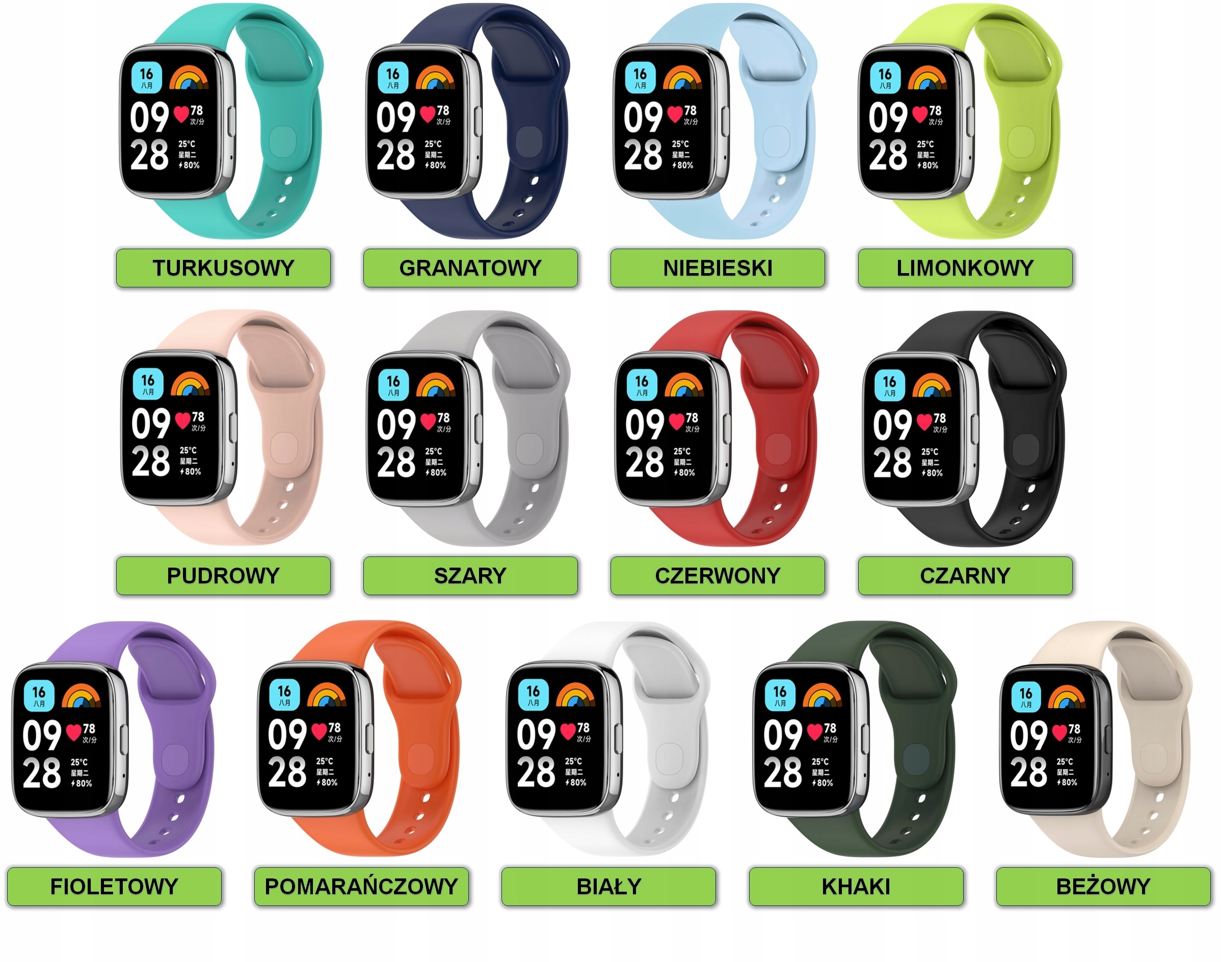 PASEK OPASKA BRANSOLETA DO XIAOMI REDMI WATCH 3 ACTIVE | 13 SUPER KOLORÓW EAN (GTIN) 5904999225282