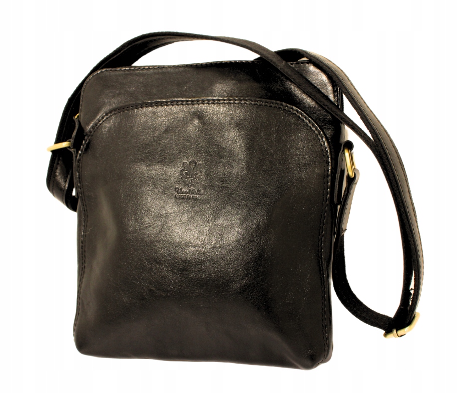 Kožená reportovka kabelka přes rameno černá