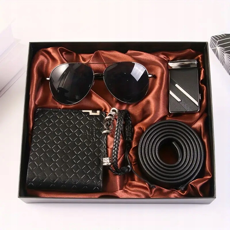 Dárková Sada Muž Peněženka Pásek Náramek Brýle pro muže