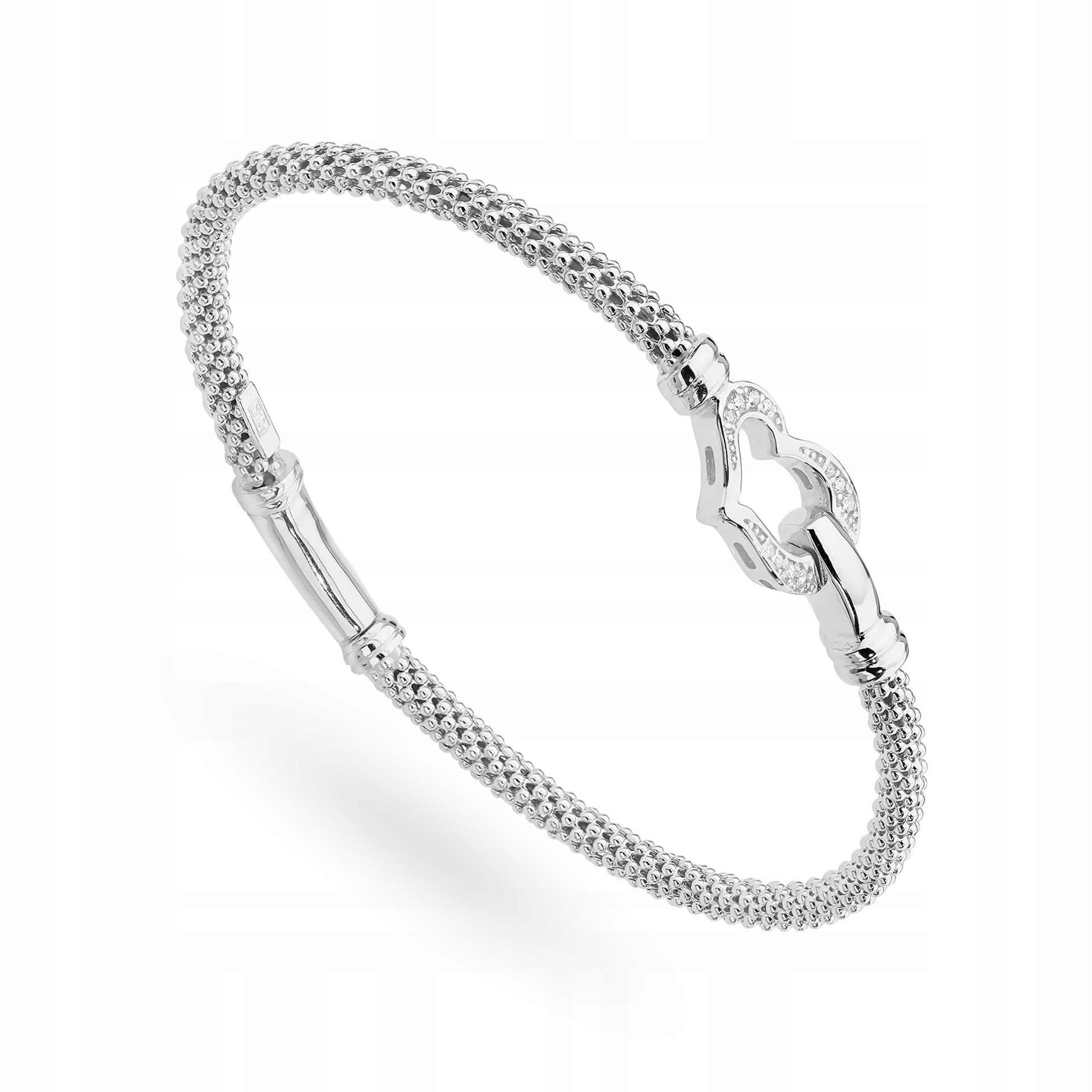 Dámský stříbrný náramek ryzost 925 se srdíčkem a Zirkony Krabička