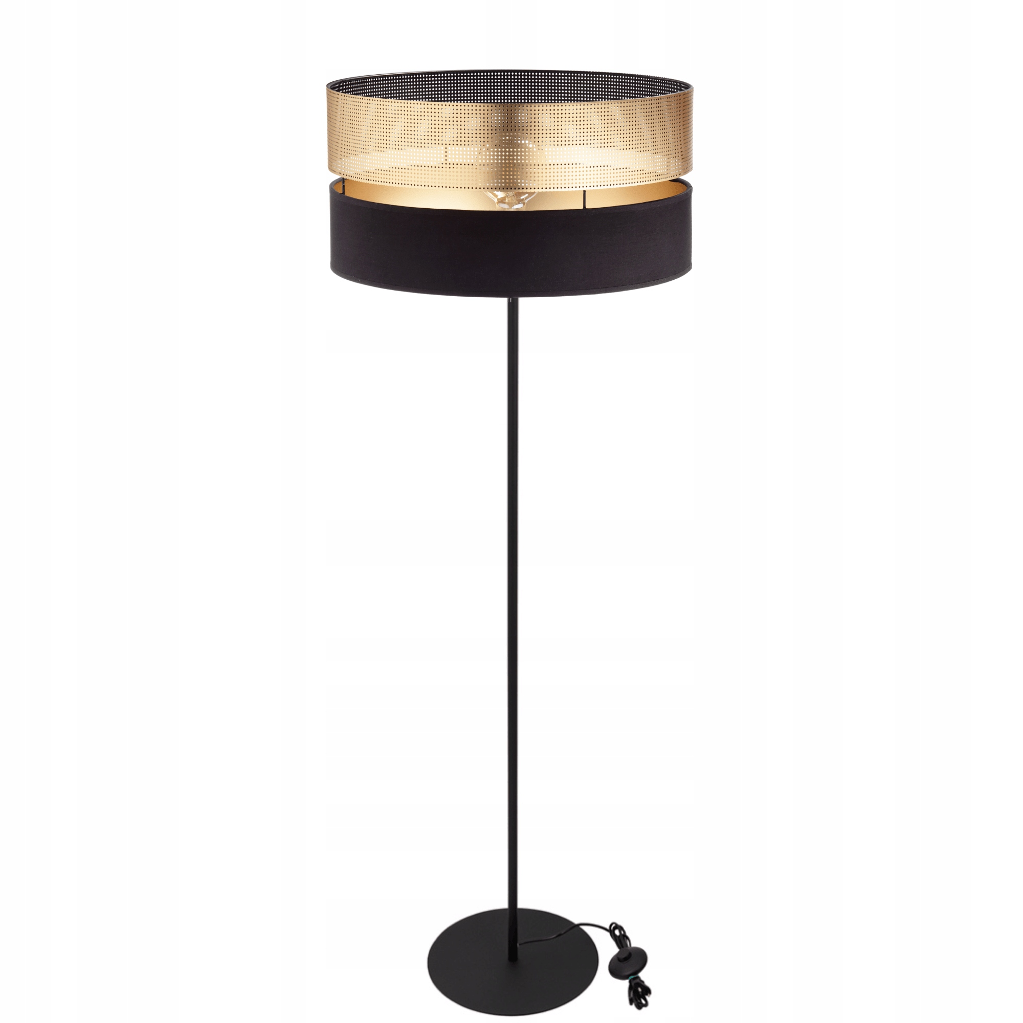 Stojaca Podlahová Lampa S Otvormi, Zlatá, E27 Led Čierna, 40 CM