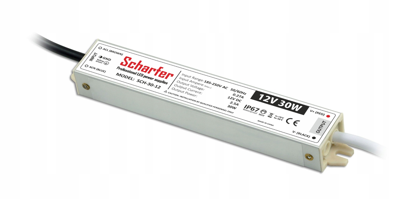 

Zasilacz Led wodoodporny 2,5A 30W 12V IP67