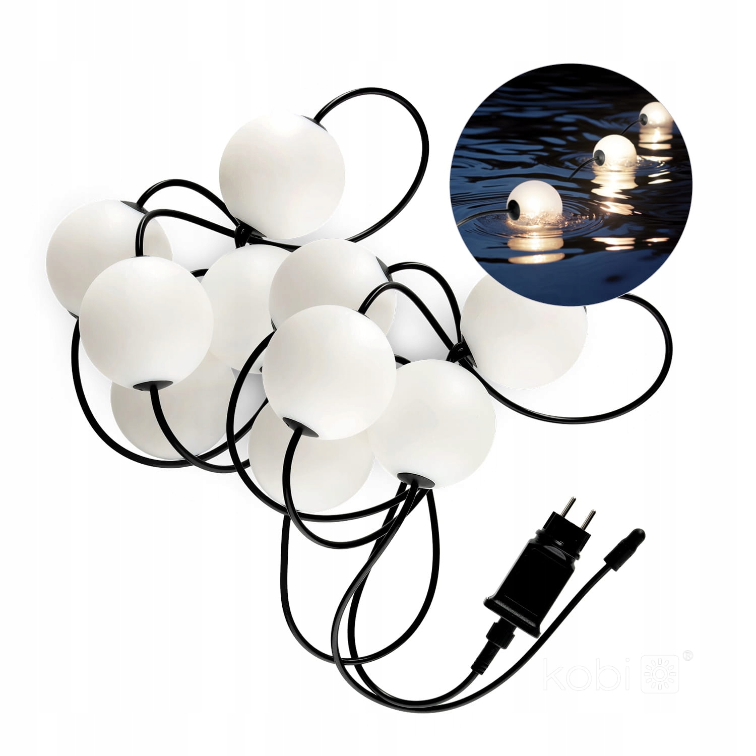 Girlanda ogrodowa mleczne duże kule Led 10x0.8W IP67 hermetyczna