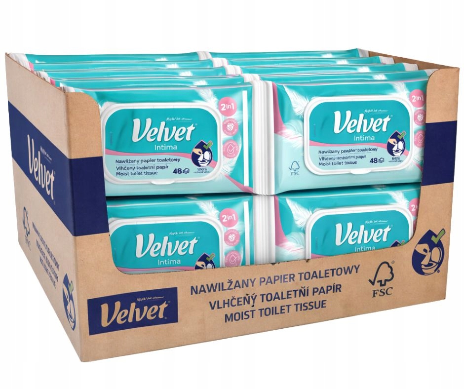 Vlhčený toaletní papír Velvet Intima, sada 16 Ks