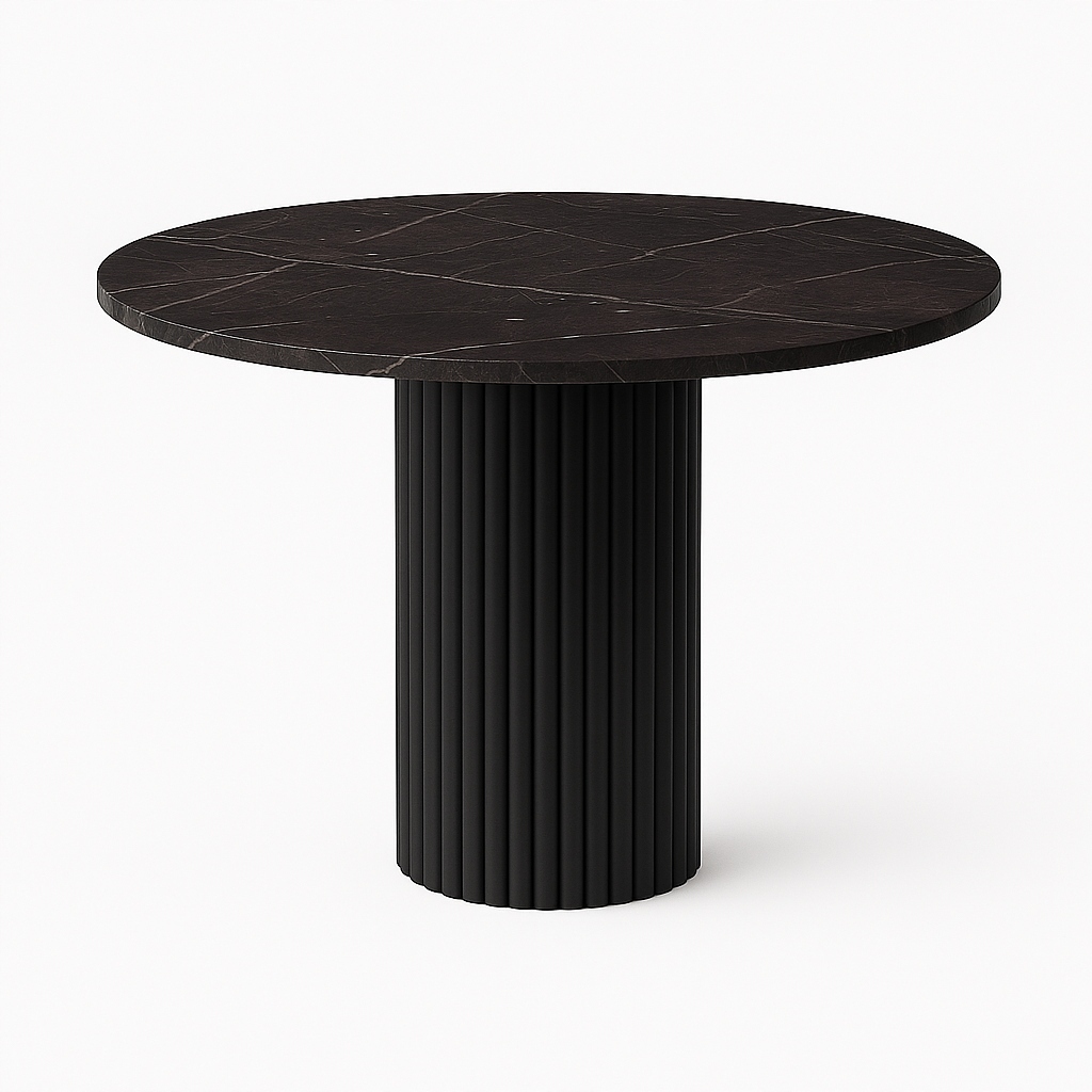 Stůl na kovové noze, stůl Mramor Černý 110 cm, kancelářský stůl kulatý