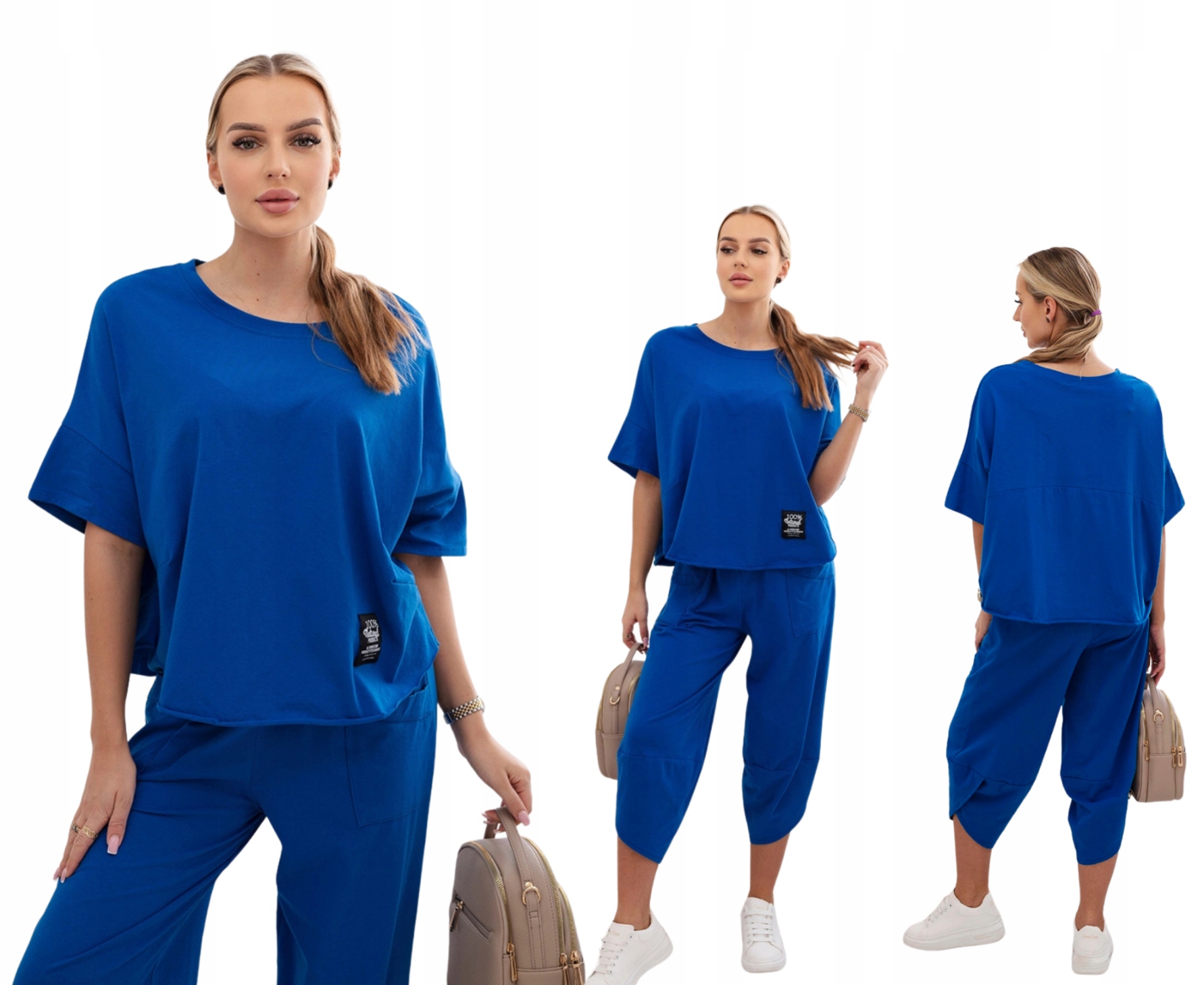 Dámský bavlněný komplet: oversize halenka a kalhoty