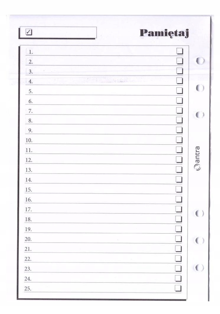 WKŁAD DO ORGANIZERA A5 PAMIĘTAJ