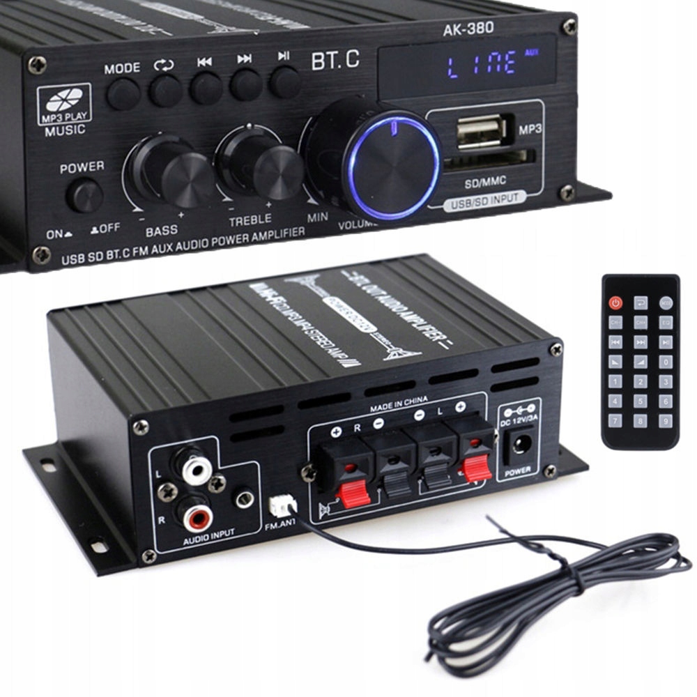 Wzmacniacz Bedee Bluetooth USB tuner FM