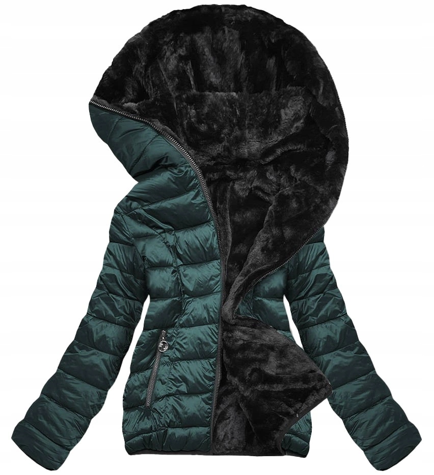 Oboustranná Bunda Kožíšek B8051 Zelená XXL (44)