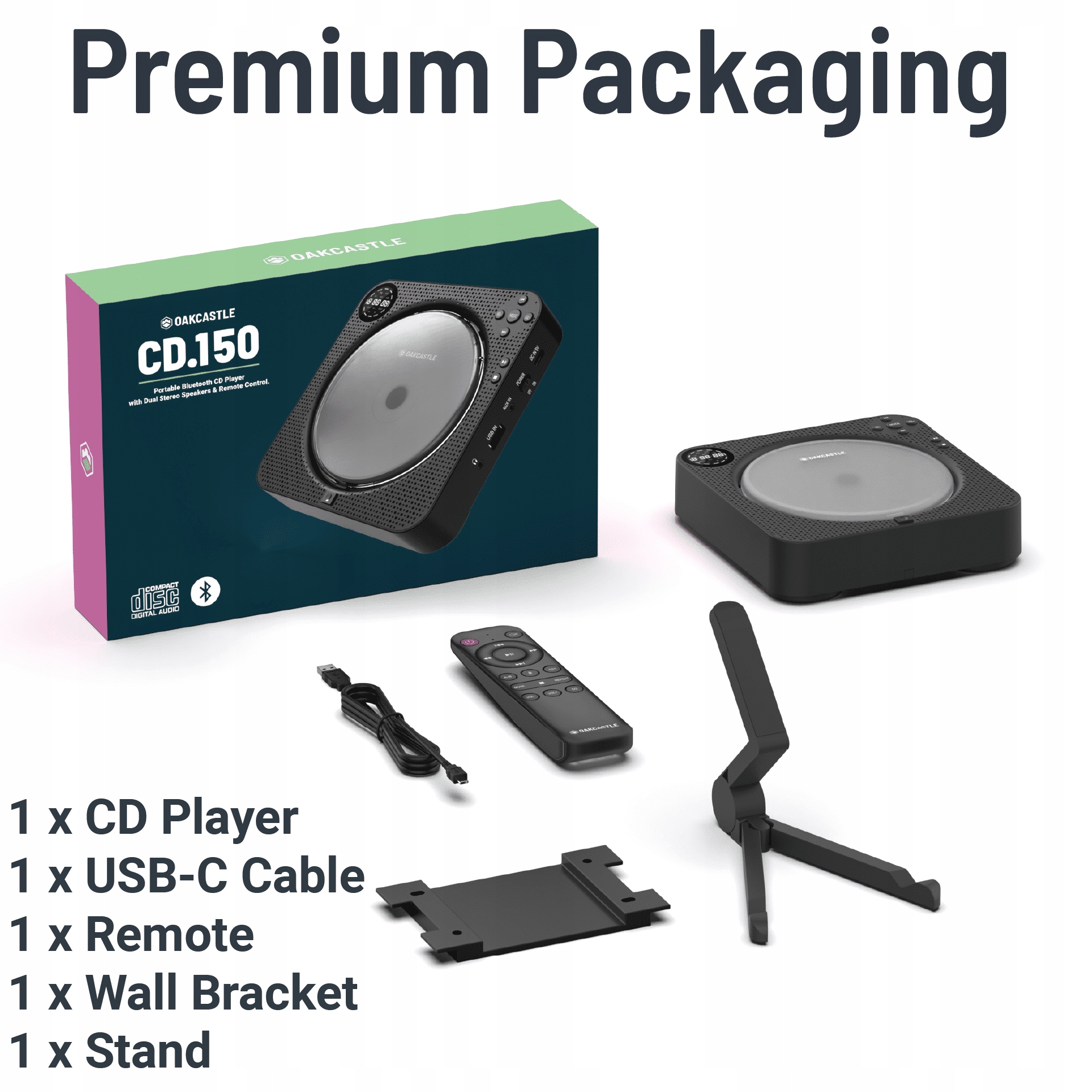 PRZENOŚNY ODTWARZACZ CD FM BLUETOOTH OAKCASTLE Stan opakowania oryginalne